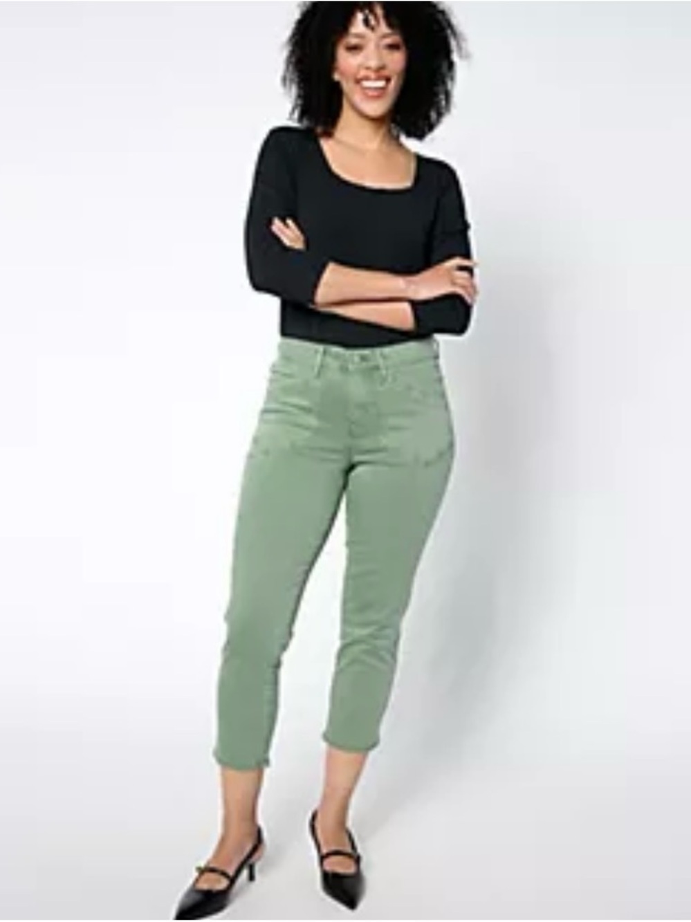 nicole by Nicole Miller Petite
Cropped Soho High Rise Jean- Olive-SZ 16p
